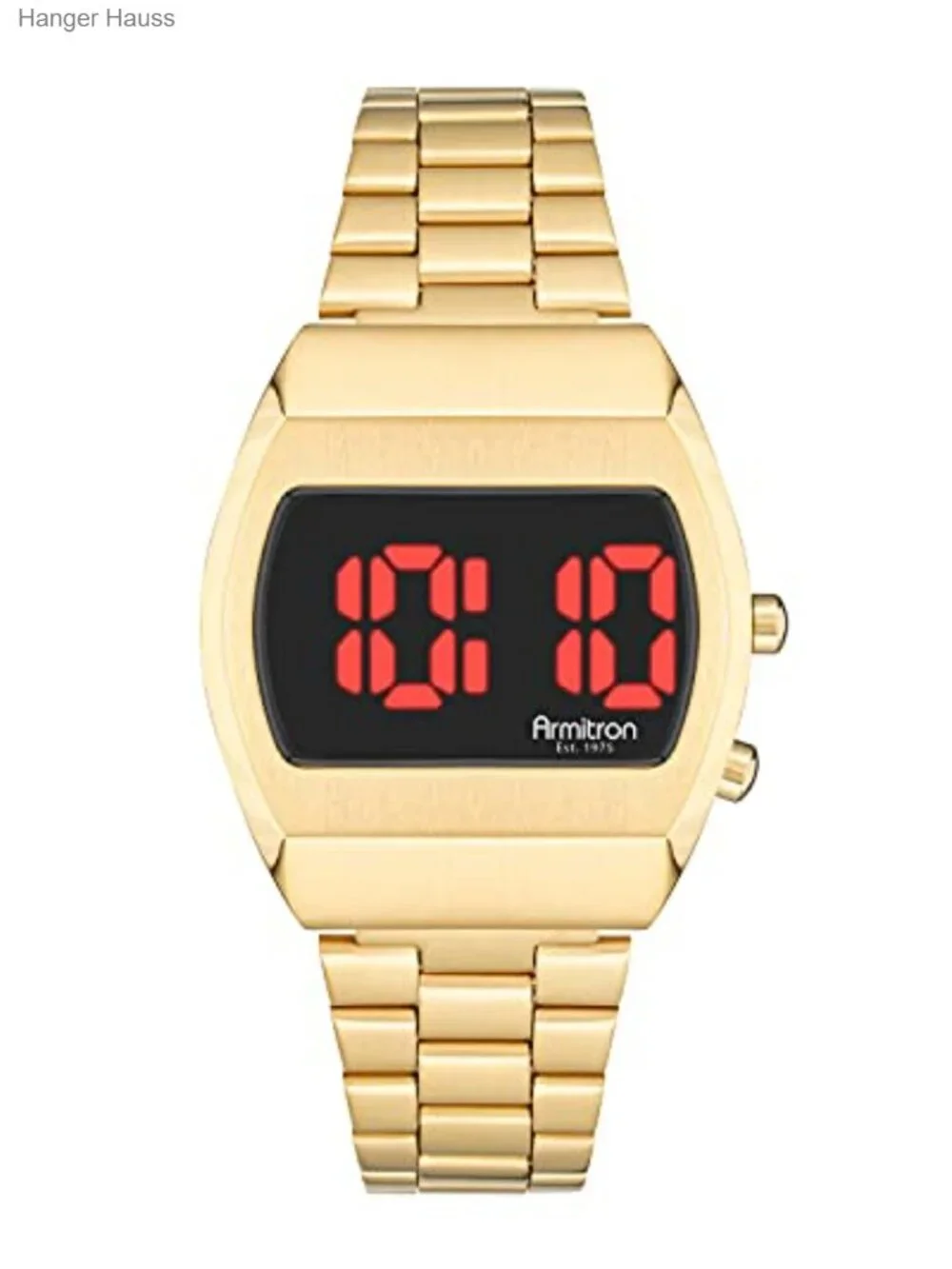 Men's Vintage Retro Digital LED Watch Gold-Tone Bracelet Water Resistant